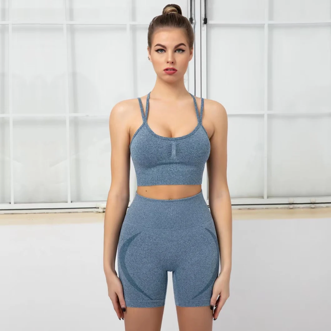 High Quality Womens Seamless Yoga Outfits Sweat Suits Factory, Custom Home Gym Wear Workout Sets High Waist Leggings Racerback Padded Sports Bra Jogging Suit