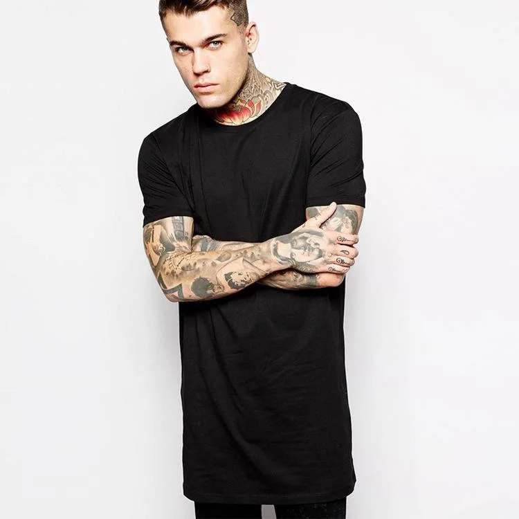 Wholesale China Custom Blank White Longline Short Sleeve Tee Shirts Hip Hop Oversized Men Tshirt