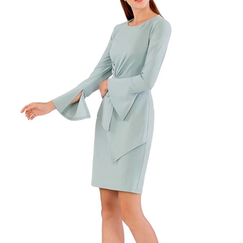 Fashionable Elegant Women Formal Spring Clothing Office Lady Sexy Long Sleeve Mini Party Dress