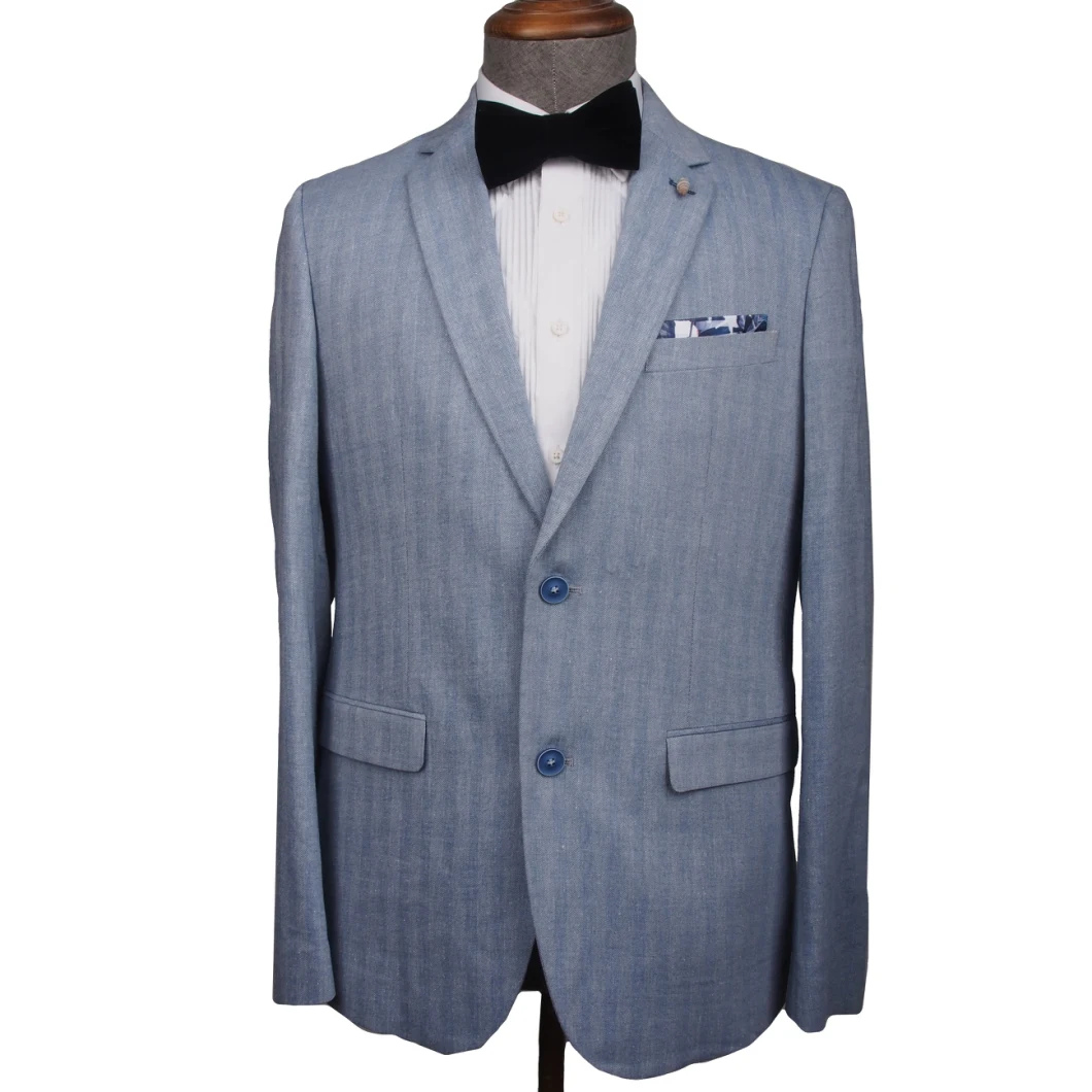 Wholesale Custom Made Navy Plain Single Breasted Suit 65%Polyester-35%Rayon Wedding Coat